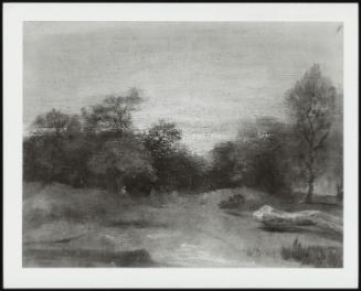 Wooded Landscape At Sunset, With A Figure