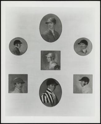 Famous Jockeys: Davis, T C ; Tony Lye, T R,; Sly, T L ; T Wakefield, C ; William Scott, B R ; George Nelson, B L ; Robertson, B C