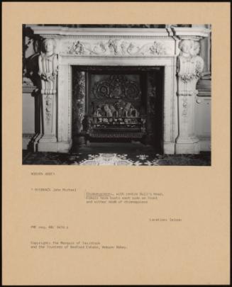 Chimneypiece: With Centre Bull's Head Female Herm Bust Each Side on Front and Either Side of Chimneypiece
