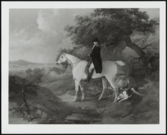 George Morland on His Hunter, with Two Hounds Beside a Wood, Oct. 9, 1794