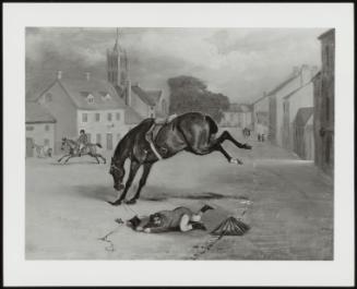 Count Sandor's Hunting Exploits In Leicestershire: The Count Floored In The Streets Of Melton Mowbray, On The First Day Of Going To Cover, 1831 - On One A Set Of Ten
