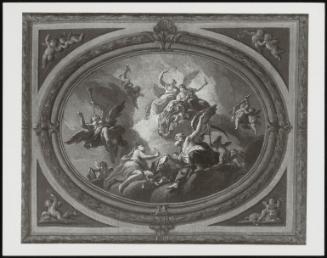Sketch For An Oval Ceiling Showing Time And Other Allegorical Figures With Putti In The Spandrels