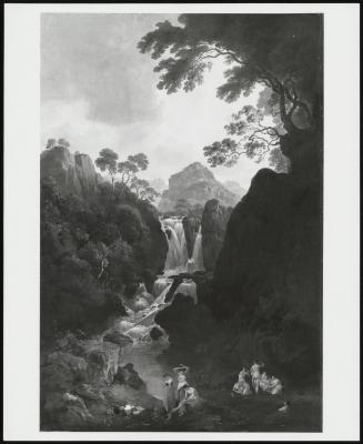 A Waterfall With Bathers
