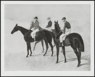 Three Racehorses With Jockeys-Up - Allen Mcdough On Brunette, Tom Oliver On Discount And Jem Mason On Lottery