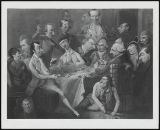 An Oyster Supper of Artists in Rome, a Group of Notables Portrayed in Caricature