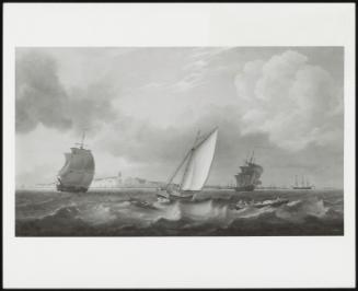 Seascape with Shipping Off the South Foreland, the Fleet at Anchor to the Right, 1780