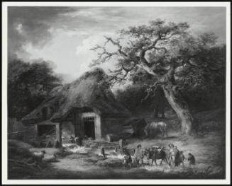 Rustic Family Passing A Watermill