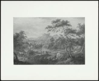 An Imaginary Lanscape With A Wagon And A Distant View Of A Town