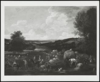 An Extensive Landscape with Haymakers and Distant Mountains