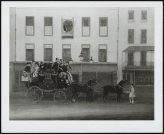 The Manchester and London, Leicester and Derby Coach Outside Spicer's Peacock Inn, the Post Coach Office, Islington, 1835