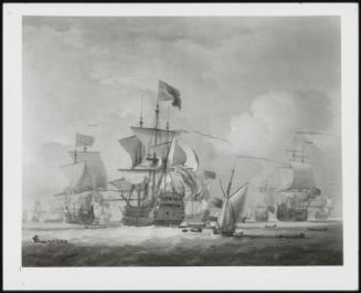 British Men-Of-War And A Sloop, Half Rigged, In A Light Breeze