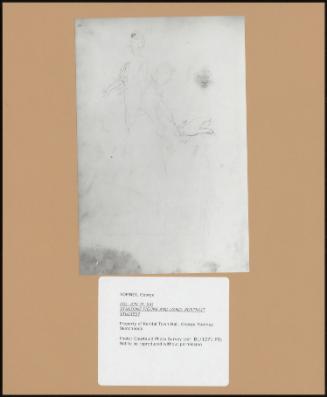 Folio 47v (P. 94) Standing Figure and Hand, Portrait Studies