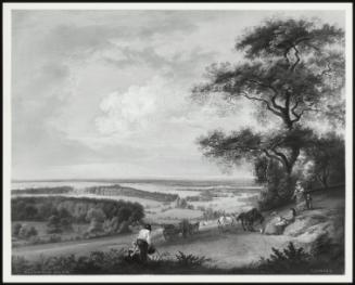 A View Of Hackwood Park, Hampshire, With Figures Havesting In The Foreground