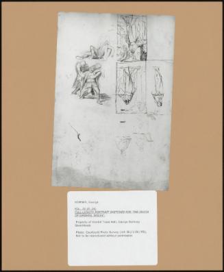 Folio 7v (P. 14) Full-Length Portrait Sketches for 'the Death of General Wolfe'