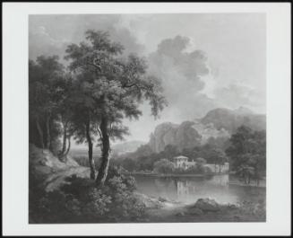 A Wooded Hilly Landscape With Figures On A Path, And Lake In Foreground, 1785