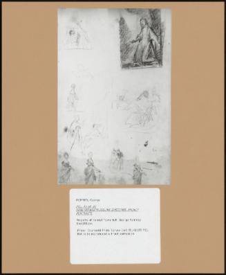 Folio 4v (P. 8) Nine Separate Figure Sketches, Mainly Portraits