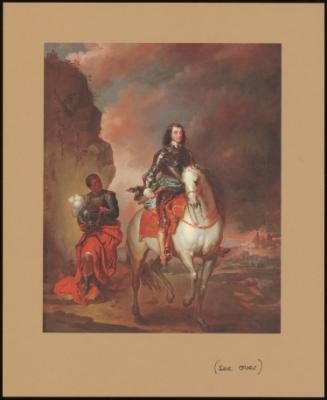 Equestrian Portrait of Oliver Cromwell, a Servant Holding His Helmet to His Right