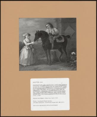 Portrait Of Lady Georgina Carolina Lennox (1723-74), Eldest Daughter Of Charles, 2nd Duke Of Richmond And Afterwards Married To Henry Fox, Lord Holland; With A Black Pony And An Attendant; Wearing A White Gown Edged With Red, Pink Shoes And Ribbons, And A Blue-Lined Straw Hat; The Pony's Saddle Is Blue And Gold