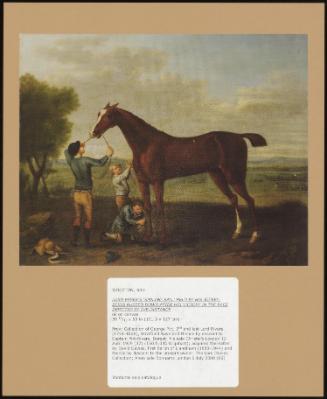 Lord Essex's 'smiling Ball' Held by His Jockey, Being Rubbed Down after His Victory in the Race Depicted in the Distance