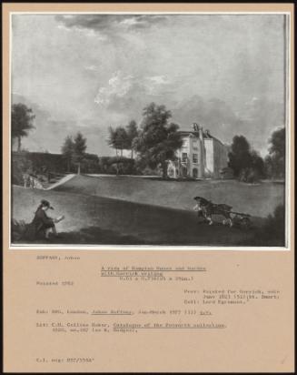 A View of Hampton House and Garden with Garrick Writing