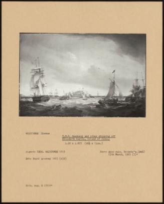 H. M. S. Guernsey and Other Shipping Off Elizabeth Castle, Island of Jersey