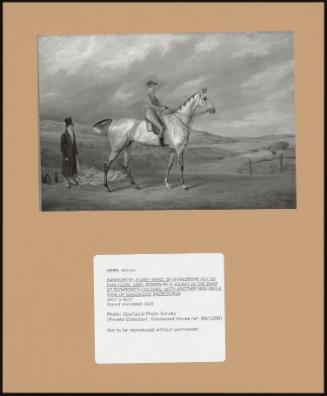 Dandizette: A Grey Mare, By Whalebone Out Of Fair Ellen, 1820, Ridden By A Jockey In The Duke Of Richmond's Colours;M With Another Man And A View Of Goodwood Racecourse