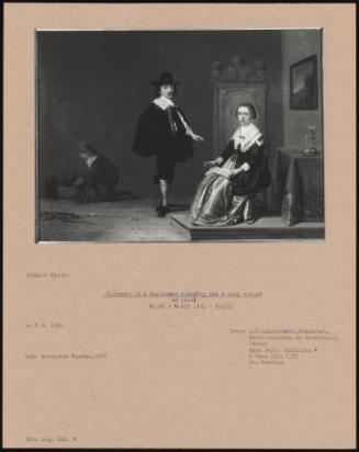 Portrait Of A Gentleman Standing And A Lady Seated