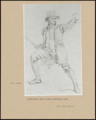 A Sportsman, Gun in Hand, Mounting a Step