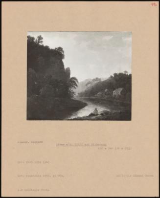 River With Cliff And Fisherman