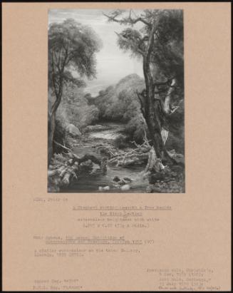 A Shepherd Resting Beneath A Tree Beside The River Lowther