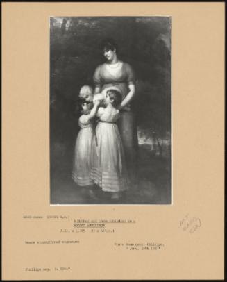 A Mother And Three Children In A Wooded Landscape
