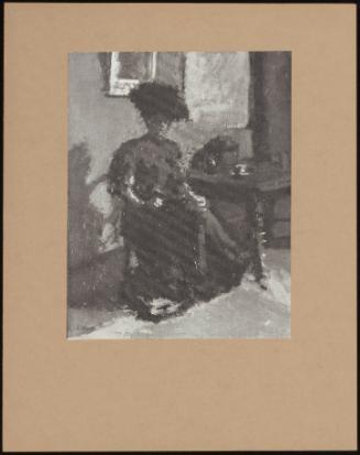 La Russe: A Woman In A Grey Dress Seated By A Table