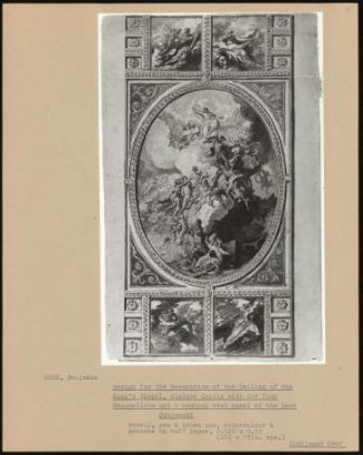 Design for the Decoration of the Ceiling of the King's Chapel, Windsor Castle with the Four Evangelists and a Central Oval Panel of the Last Judgement