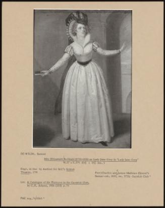 Mrs (Elizabeth Inchbald (1753-1821) as Lady Jane Grey in "Lady Jane Grey"