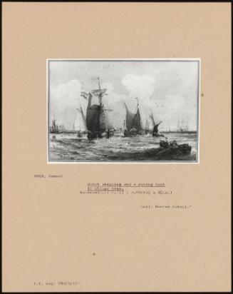 Dutch Shipping And A Rowing Boat In Choppy Seas.