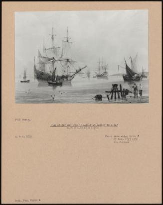 Men-Of-War And Other Vessels At Anchor In A Bay