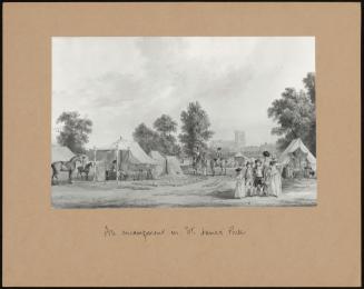 An Encampment in / St James' Park, (180, with Westminster Abbey in Background / London.