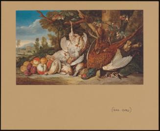 A Dead Pheasant, Partridges, Goldfinches, Quails and Apricots, Plums and Peaches in an Italianate Landscape
