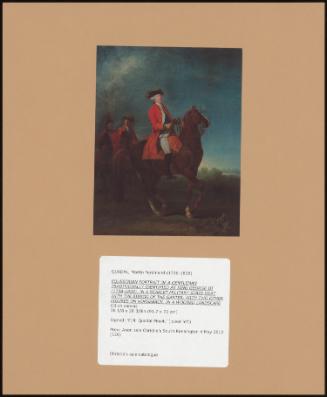 Equestrian Portrait Of A Gentleman Traditionally Identified As King George III (1738-1820), In A Scarlet Military State Coat With The Ribbon Of The Garter, With Two Other Figures On Horseback, In A Wooded Landscape