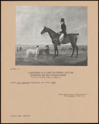 A Gentleman On A Light Bay Hunter, With Two Greyhounds And Men Coursing Beyond