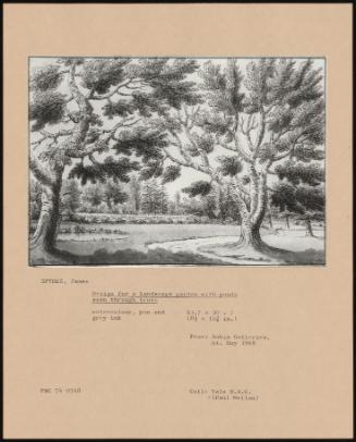 Design For A Landscape Garden With Ponds Seen Through Trees