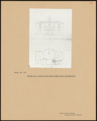 Design For A House In The Gothic Style, Plan And Elevation