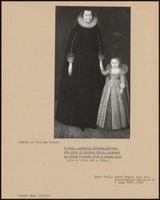 A Lady, Possibly Juliana Barnes, 2nd Wife Of Oliver Style, Dressed In Widow's Weeds With A Young Girl