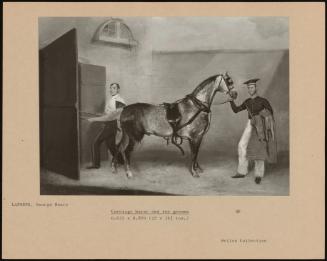 Carriage Horse And Two Grooms