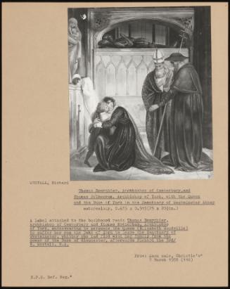 Thomas Bourchier, Archbishop of Canterbury, and Thomas Rotherham, Archbishop of York, with the Queen and the Duke of York in the Sanctuary of Westminster Abbey