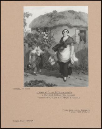 A Woman with Two Children Outside a Thatched Cottage: the Gleaner