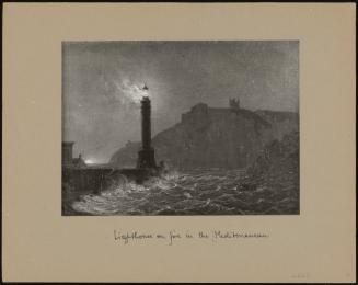 Lighthouse on Fire in Mediterranean