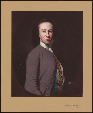 PORTRAIT OF A GENTLEMAN IN A GREY COAT AND BLUE WAISTCOAT WITH GOLD FROGGING