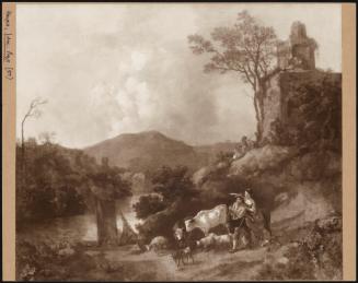 Rustlers With Cattle, Sheep And Goats In A Wooded River Landscape