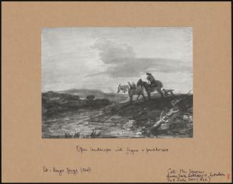 Open landscape with figure and pack horse